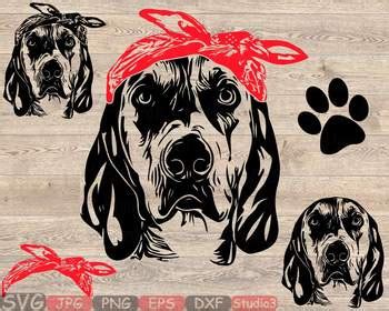 Download Free Dog Whit Bandana Silhouette SVG Head hunting Puppy Family Pet 859s Commercial Use